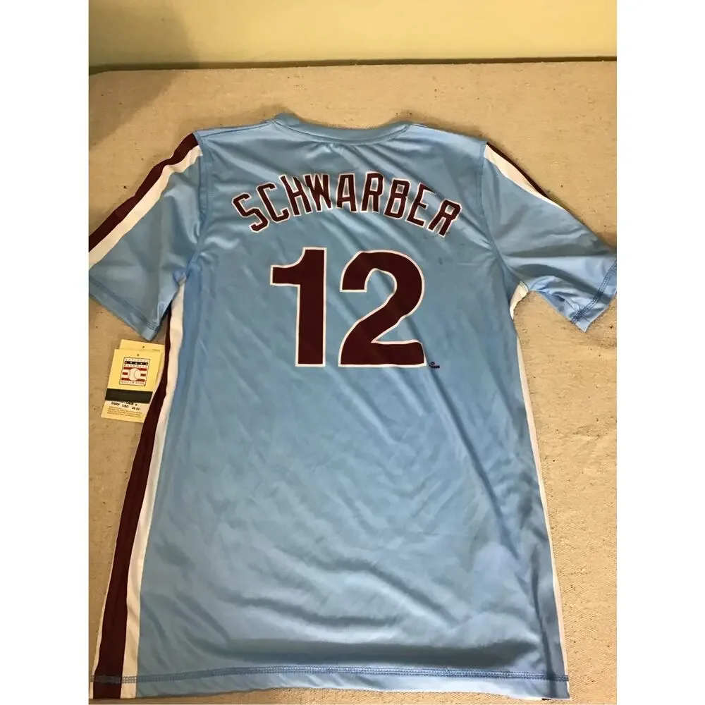 Phillies Kyle Schwarber jersey powder blue styling maroon Letters Sz 18/20 NWT